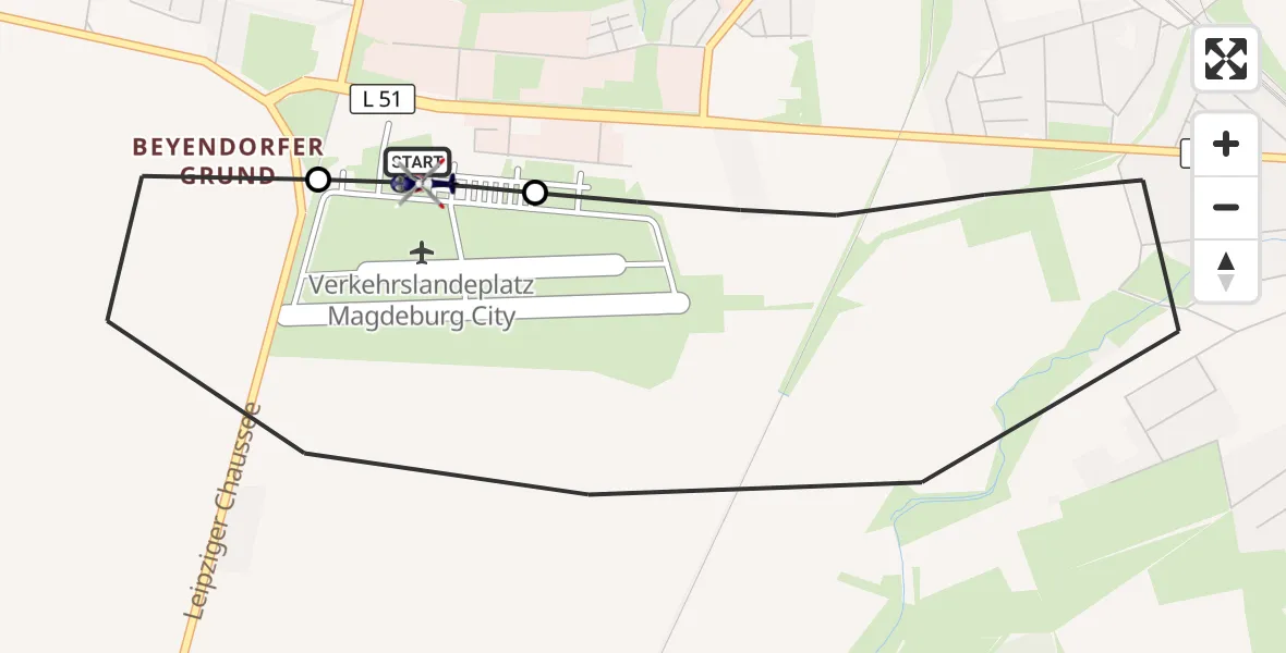 Flugroute Polizeihubschrauber Magdeburg City Flugplatz - Magdeburg City Flugplatz, 06 August 2026, 05:34