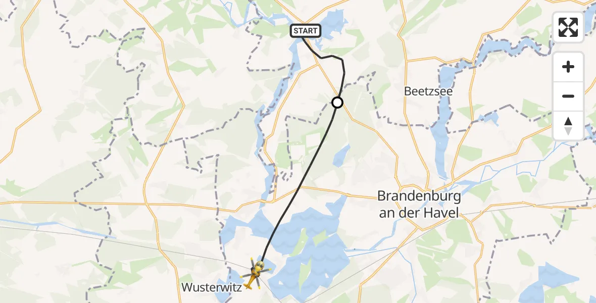 Flugroute Rettungshubschrauber Havelsee - Brandenburg an der Havel, 06 August 2026, 06:27
