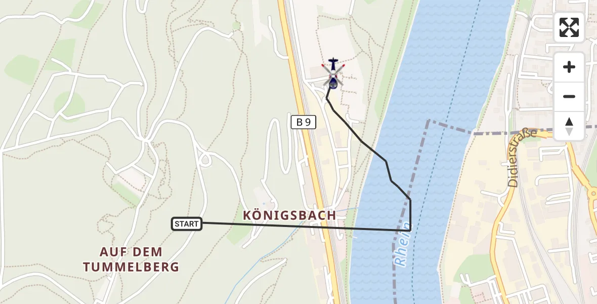 Flugroute Polizeihubschrauber Koblenz - Koblenz, 06 August 2026, 06:54