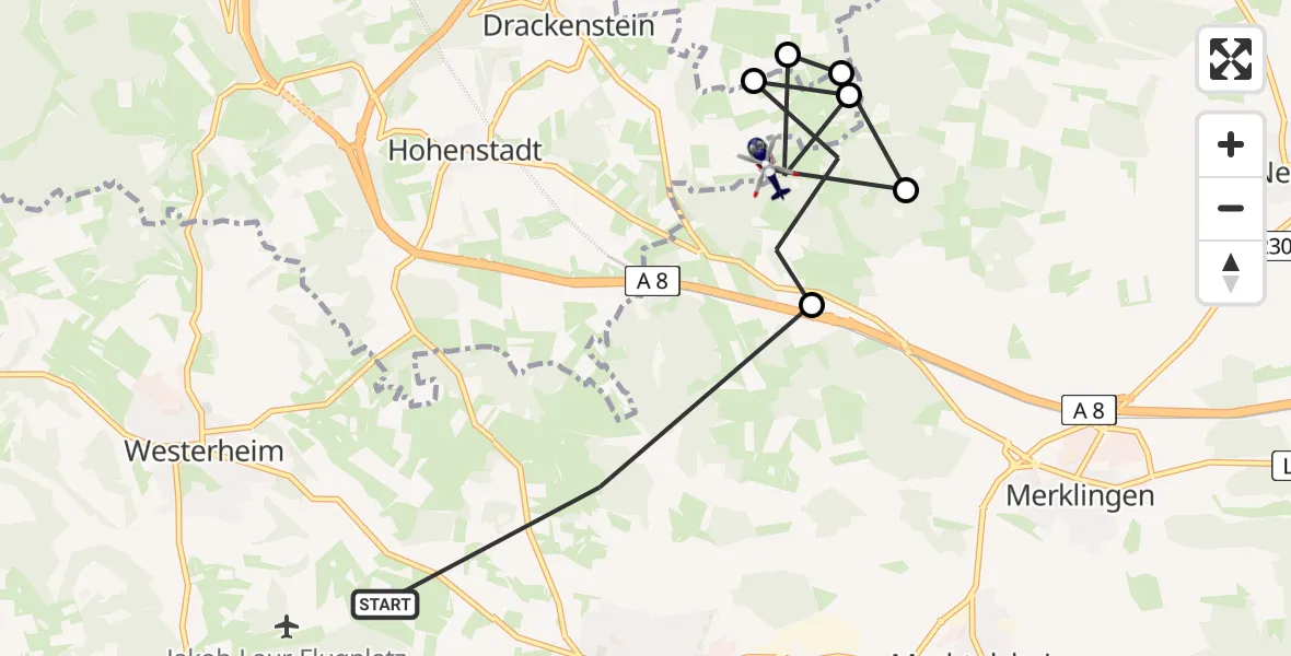 Flugroute Polizeihubschrauber Laichingen - Merklingen, 06 August 2026, 07:36