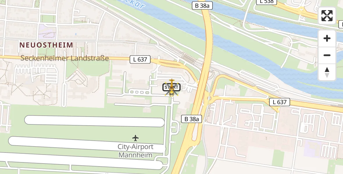 Flugroute Rettungshubschrauber Mannheim-City Flughafen - Mannheim-City Flughafen, 06 August 2026, 07:42