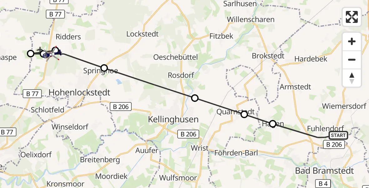 Flugroute Polizeihubschrauber Fuhlendorf - Hohenlockstedt, 06 August 2026, 07:51