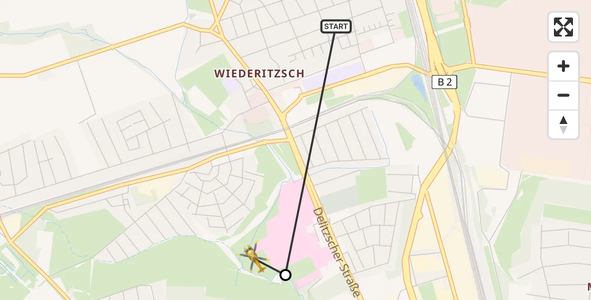 Flugroute Rettungshubschrauber Leipzig - Sankt Georg Hospital Leipzig Reserve, 06 August 2026, 07:54