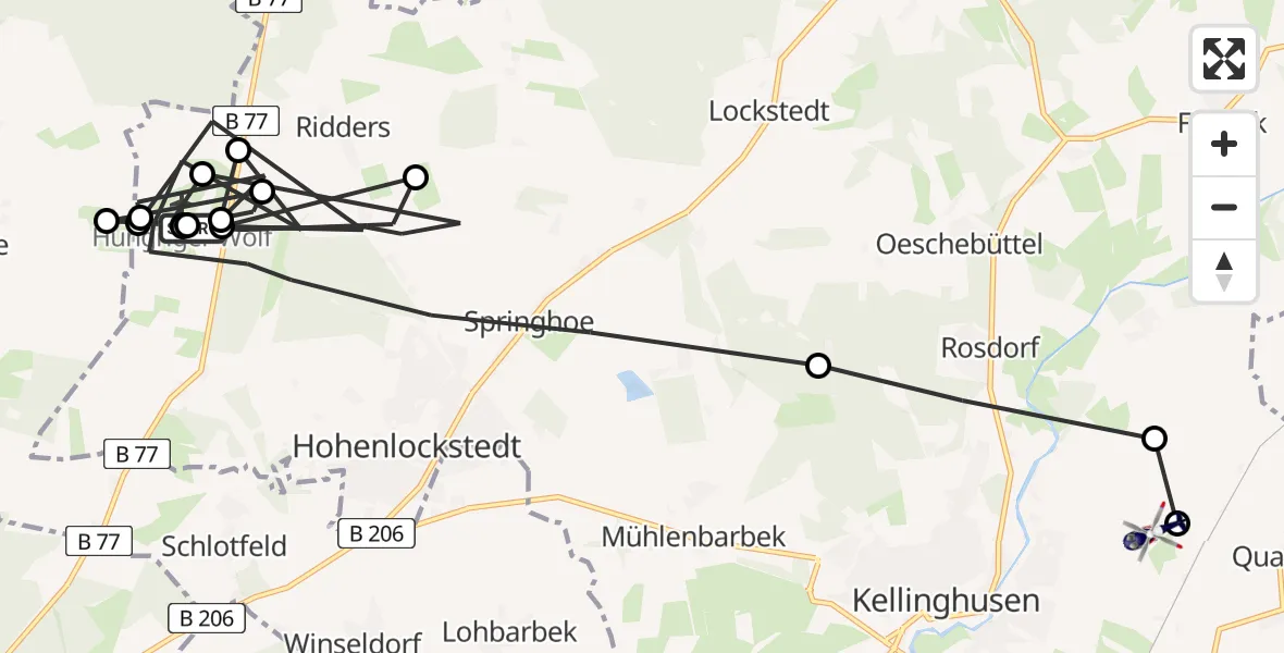 Flugroute Polizeihubschrauber Itzehoe Hungriger Wolf Flugplatz - Kellinghusen, 06 August 2026, 08:06