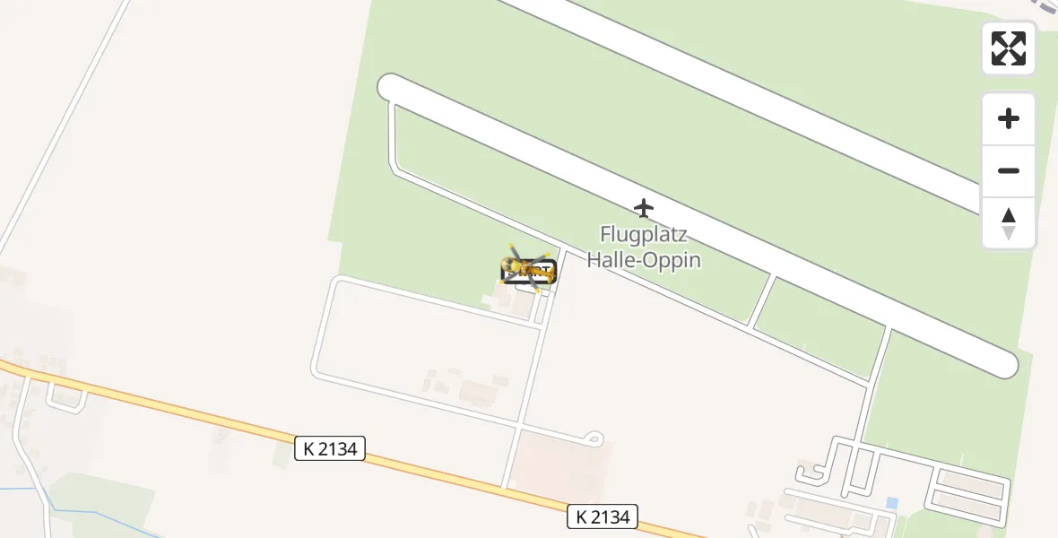Flugroute Rettungshubschrauber Halle-Oppin Flugplatz - Halle-Oppin Flugplatz, 06 August 2026, 09:04