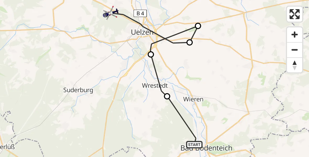 Flugroute Polizeihubschrauber Bad Bodenteich - Uelzen, 06 August 2026, 09:17