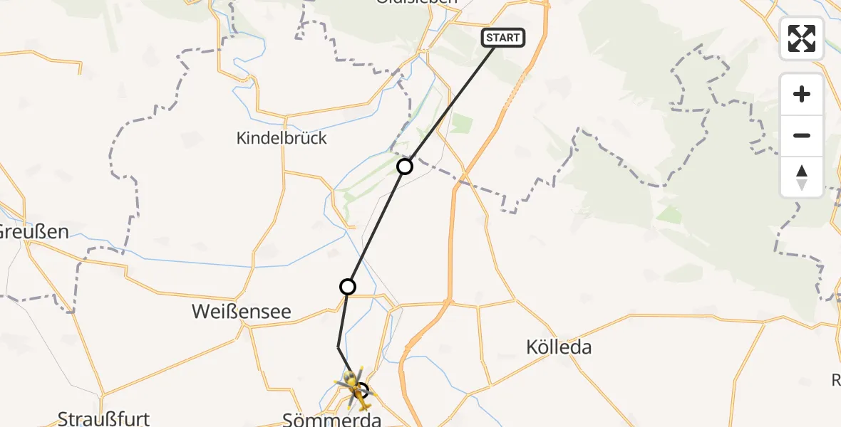 Flugroute Rettungshubschrauber An der Schmücke - Sömmerda, 06 August 2026, 09:25