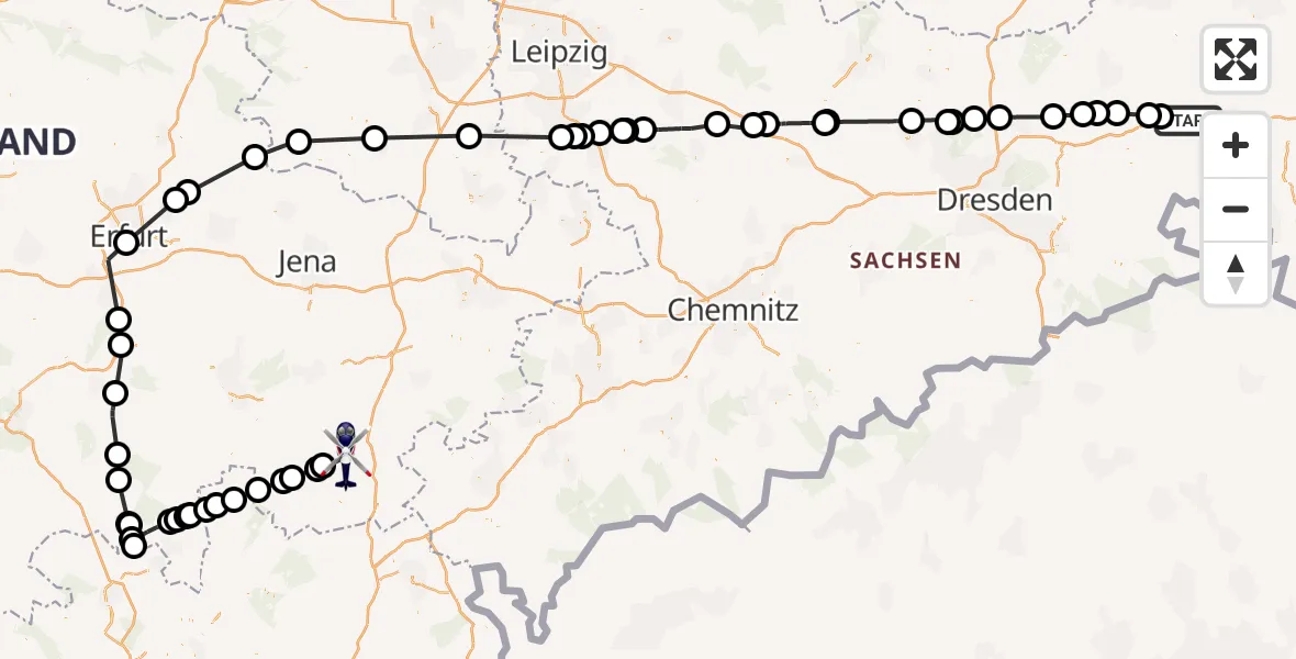 Flugroute Polizeihubschrauber Bautzen - Schleiz, 06 August 2026, 09:27