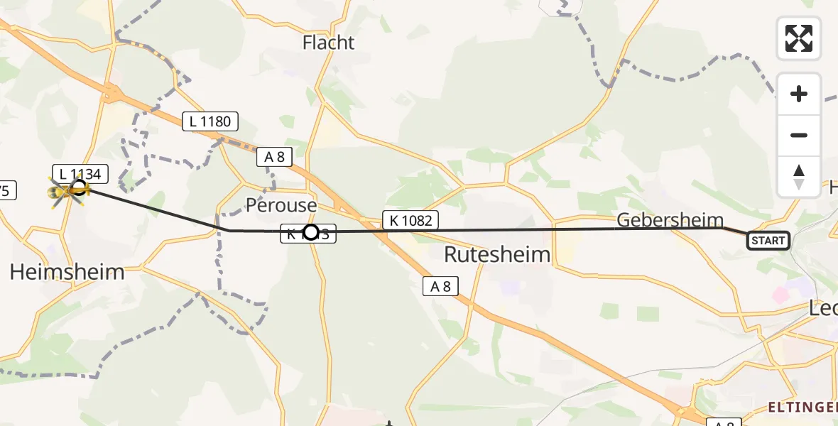 Flugroute Rettungshubschrauber Leonberg - Heimsheim, 06 August 2026, 09:39