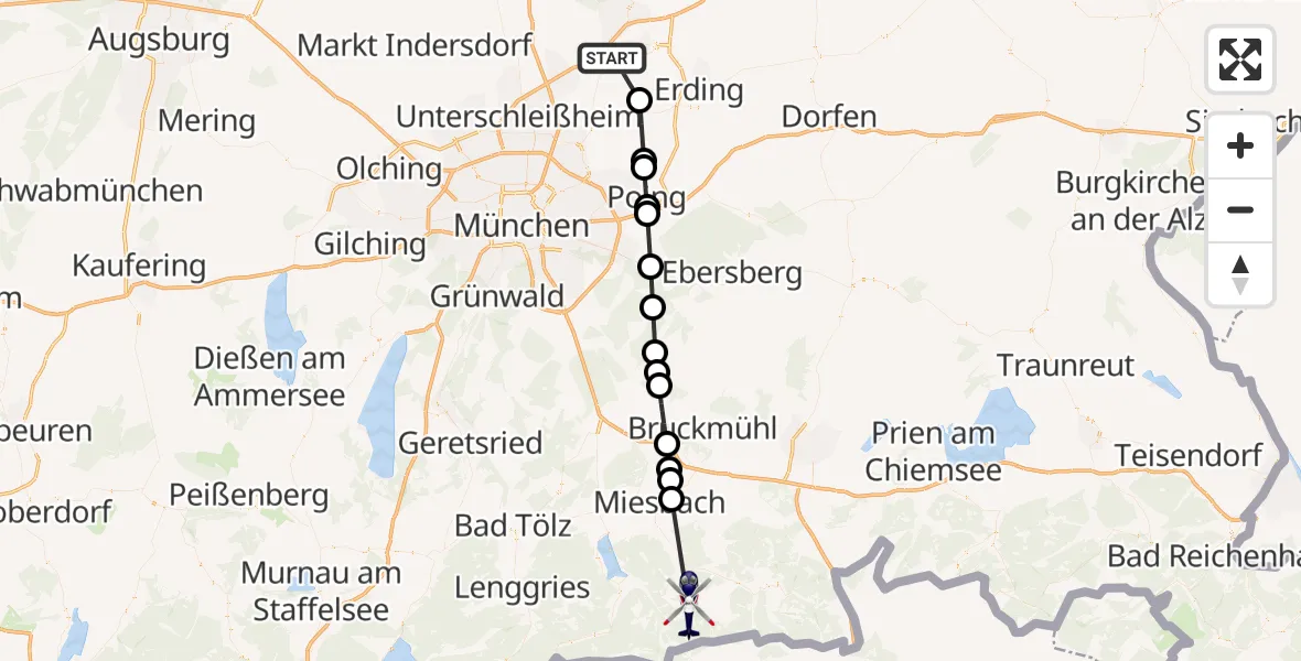 Flugroute Polizeihubschrauber Hallbergmoos - Schliersee, 06 August 2026, 09:45