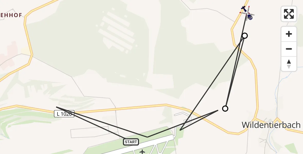 Flugroute Polizeihubschrauber Militärflugplatz Niederstetten - Niederstetten, 06 August 2026, 10:03