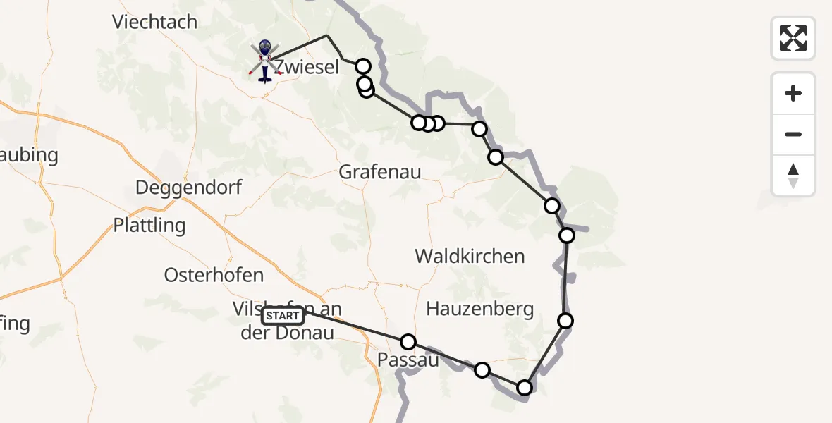 Flugroute Polizeihubschrauber Vilshofen an der Donau - Langdorf, 06 August 2026, 10:08