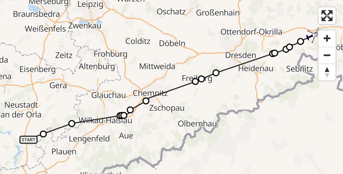 Flugroute Polizeihubschrauber Schleiz - Doberschau-Gaußig, 06 August 2026, 11:10