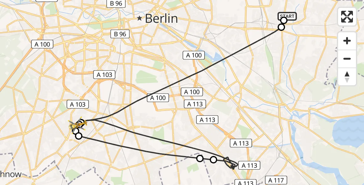 Flugroute Rettungshubschrauber Berlin Emergency Hospital - Charité Clinic Benjamin Franklin Campus, 06 August 2026, 11:17