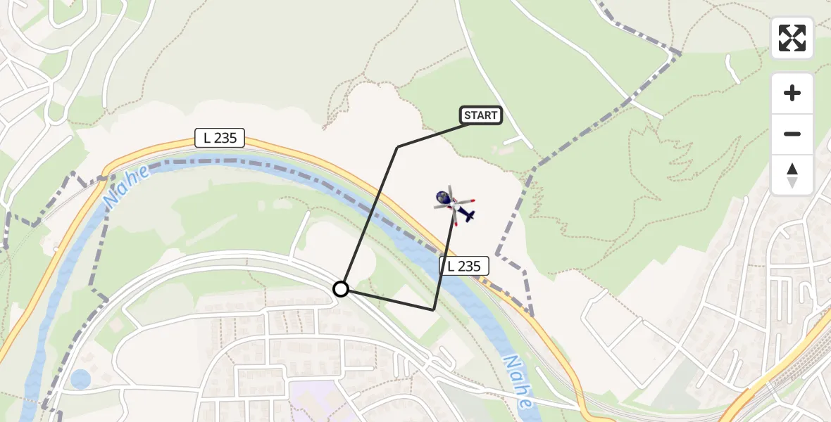 Flugroute Polizeihubschrauber Traisen - Bad Kreuznach, 06 August 2026, 13:19