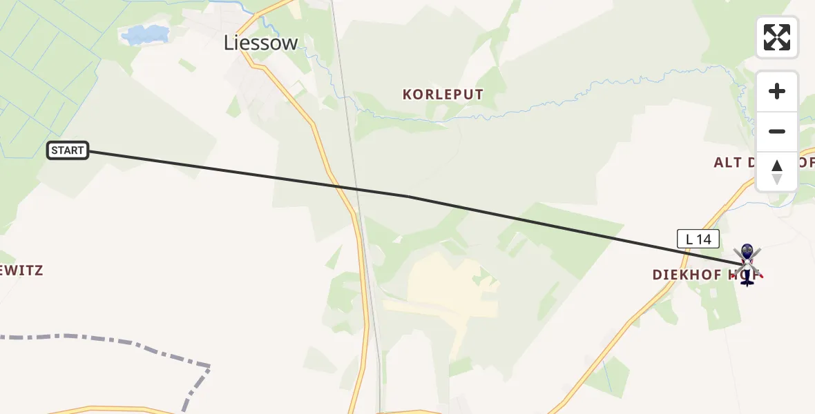 Flugroute Polizeihubschrauber Laage - Laage, 06 August 2026, 13:47