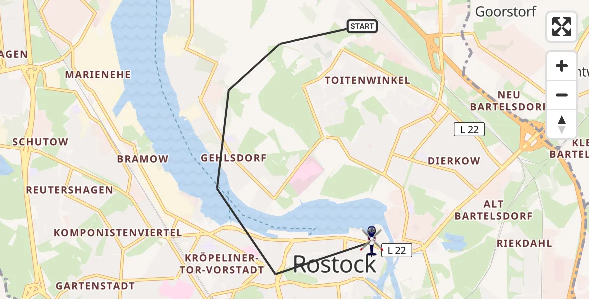 Flugroute Polizeihubschrauber Rostock - Rostock, 06 August 2026, 17:17