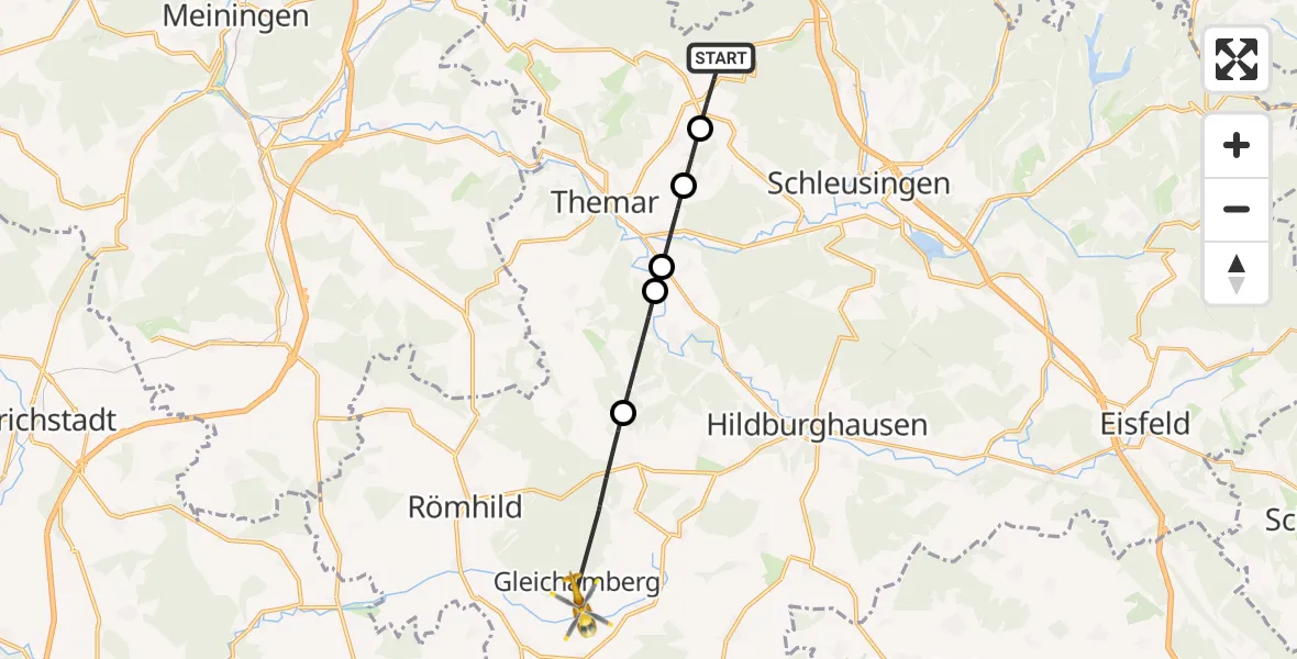Flugroute Rettungshubschrauber Bischofrod - Römhild, 06 August 2026, 17:23