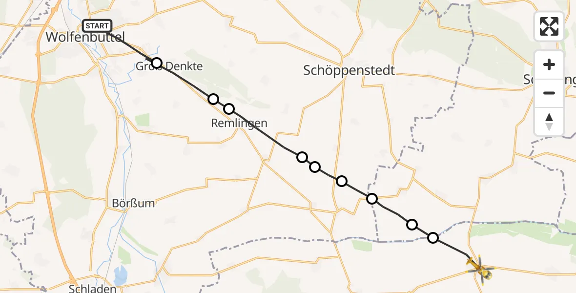 Flugroute Rettungshubschrauber Wolfenbüttel - Huy, 06 August 2026, 17:38