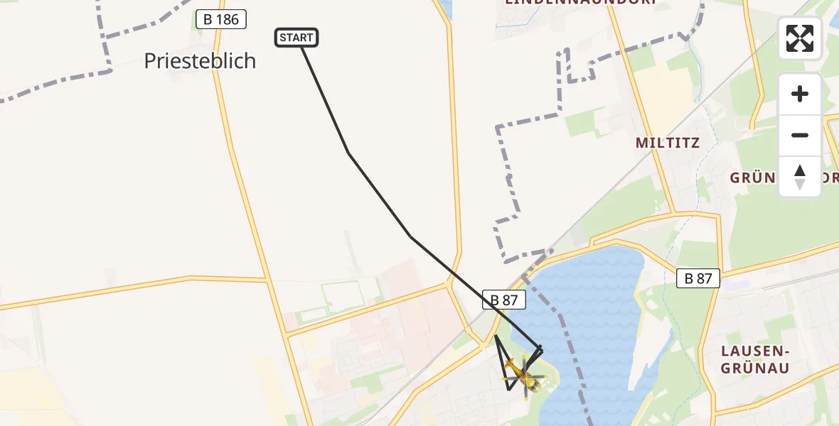 Flugroute Rettungshubschrauber Markranstädt - Markranstädt, 06 August 2026, 18:00