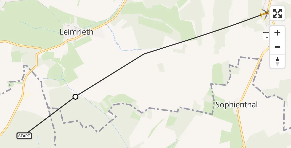 Flugroute Rettungshubschrauber Römhild - Hildburghausen, 06 August 2026, 18:03