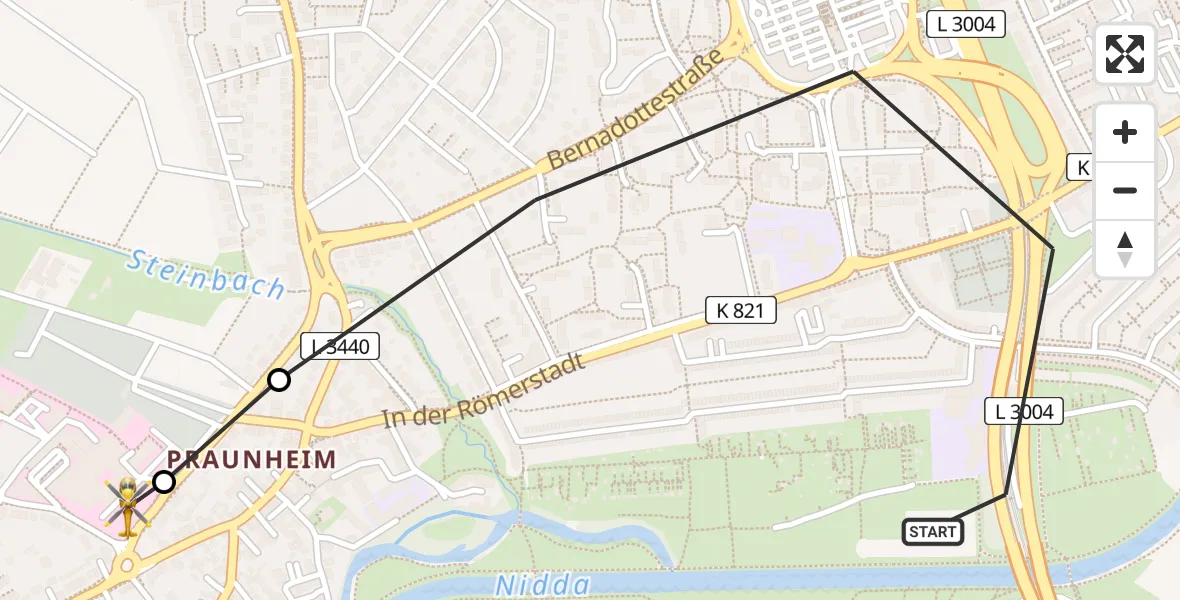 Flugroute Rettungshubschrauber Frankfurt am Main - Northwest Hospital, 06 August 2026, 18:41