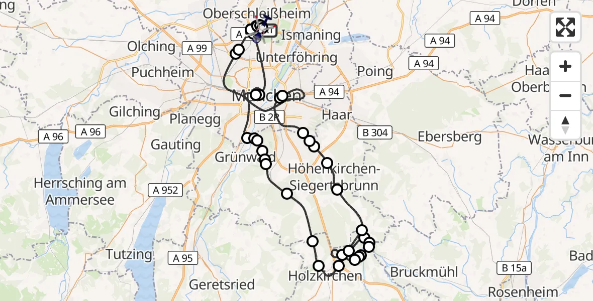 Flugroute Polizeihubschrauber Oberschleißheim - Oberschleißheim, 06 August 2026, 19:09