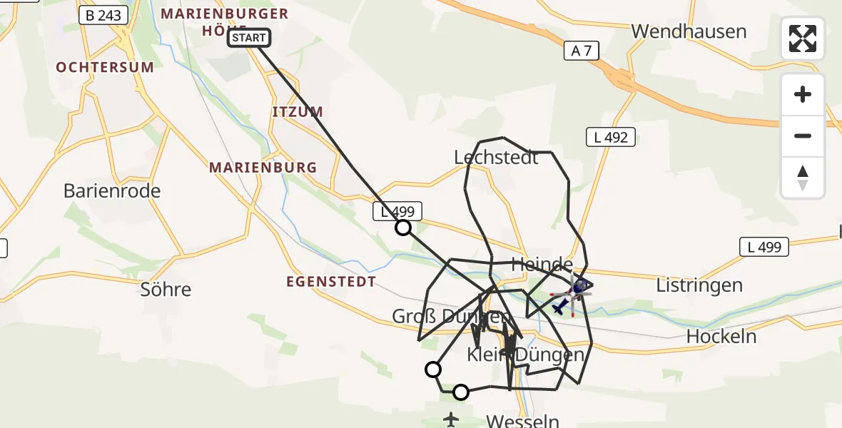 Flugroute Polizeihubschrauber Hildesheim - Bad Salzdetfurth, 06 August 2026, 20:26