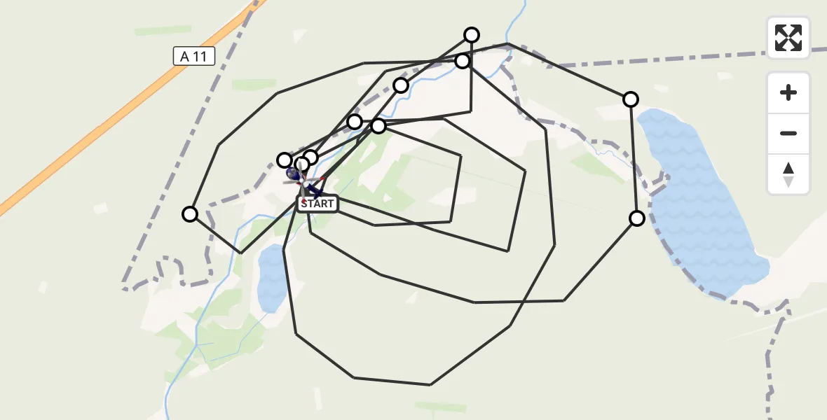 Flugroute Polizeihubschrauber Biesenthal - Biesenthal, 06 August 2026, 20:45