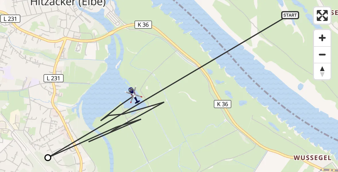 Flugroute Polizeihubschrauber Amt Neuhaus - Hitzacker (Elbe), 06 August 2026, 23:21