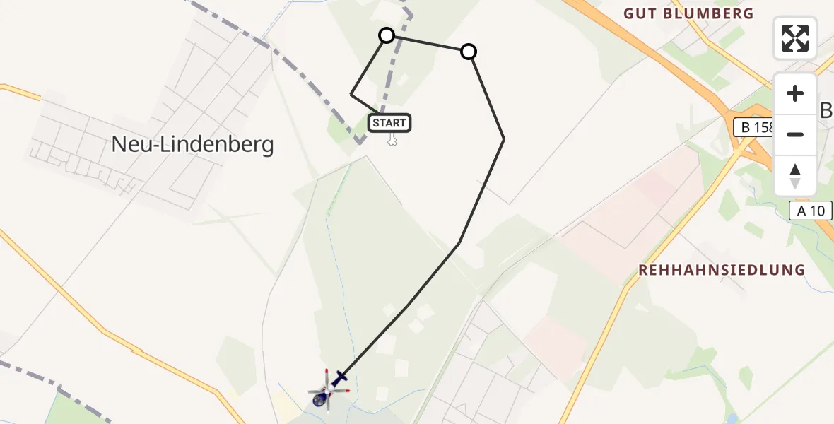 Flugroute Polizeihubschrauber Ahrensfelde Hubschrauberlandeplatz - Ahrensfelde, 07 August 2026, 00:59