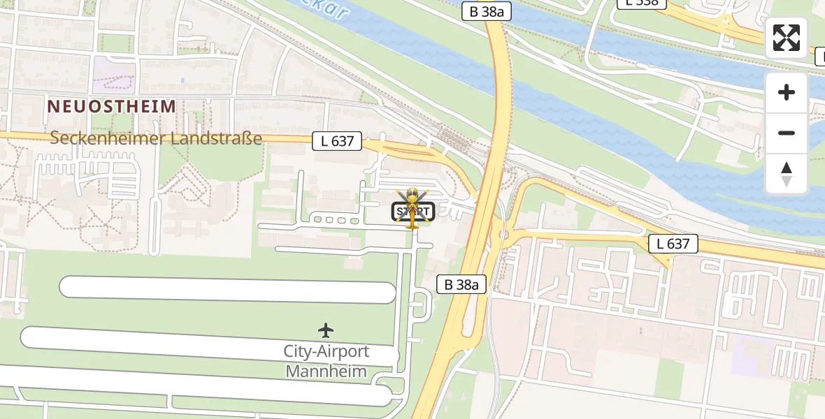 Flugroute Rettungshubschrauber Mannheim-City Flughafen - Mannheim-City Flughafen, 07 August 2026, 06:38