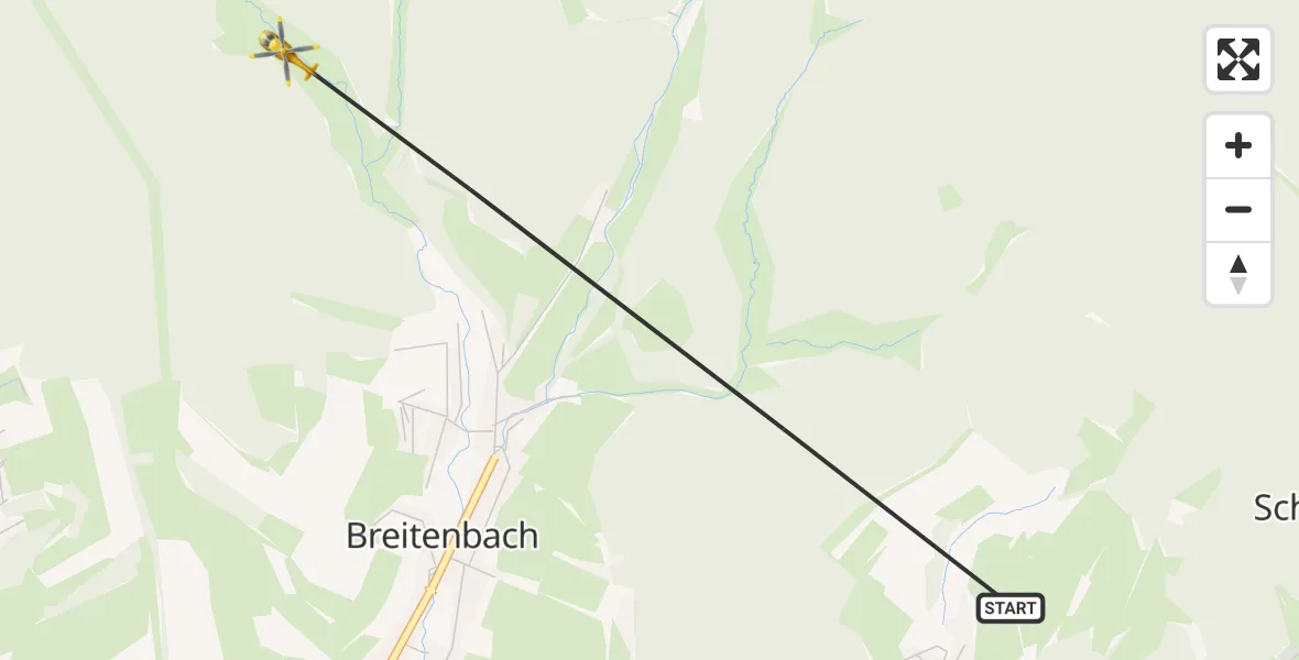 Flugroute Rettungshubschrauber Schleusingen - Schleusingen, 07 August 2026, 07:09