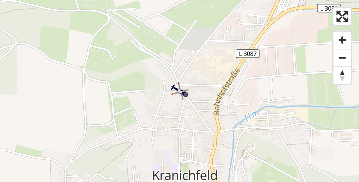 Flugroute Polizeihubschrauber Kranichfeld - Kranichfeld, 07 August 2026, 07:19