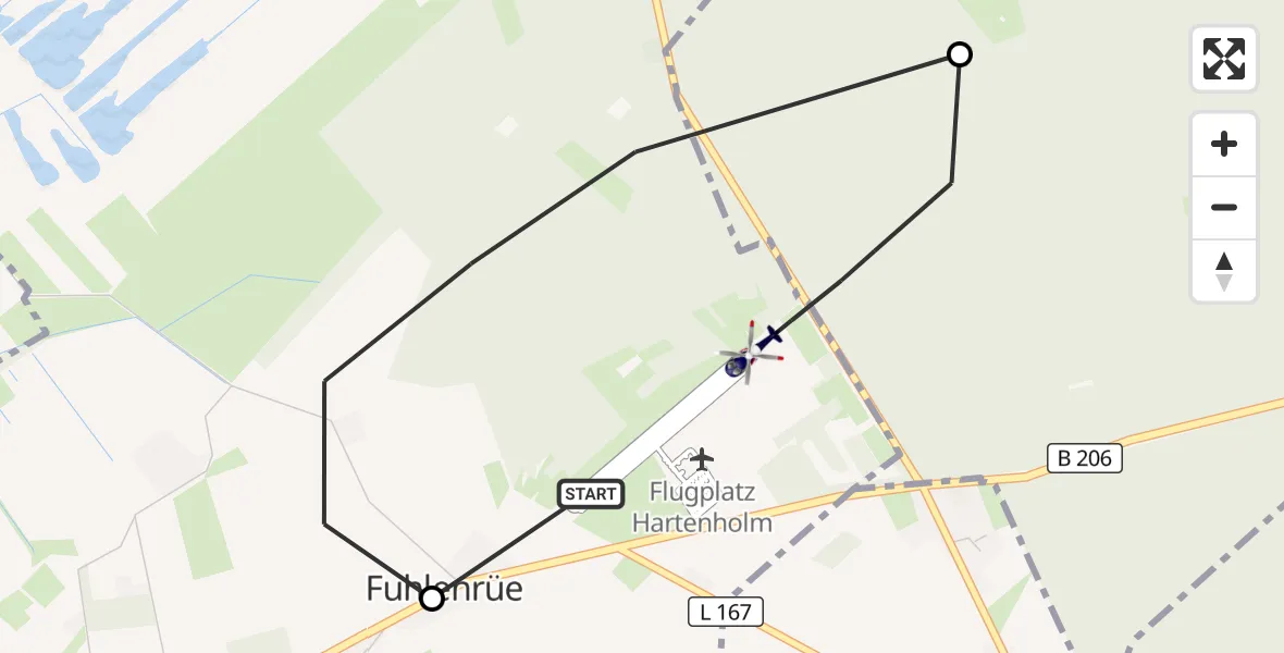 Flugroute Polizeihubschrauber Hartenholm Flugplatz - Hartenholm Flugplatz, 07 August 2026, 07:49