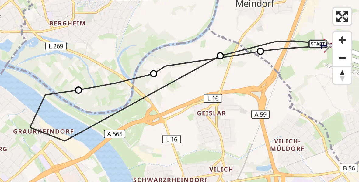 Flugroute Polizeihubschrauber Sankt Augustin - Sankt Augustin, 07 August 2026, 08:46
