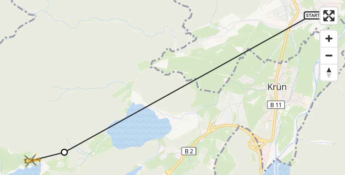 Flugroute Rettungshubschrauber Wallgau - Krün, 07 August 2026, 09:13