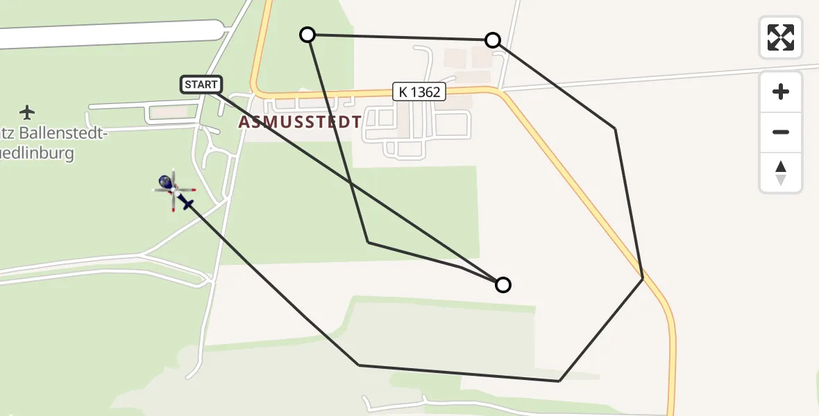 Flugroute Polizeihubschrauber Ballenstedt Flugplatz - Ballenstedt, 07 August 2026, 09:23