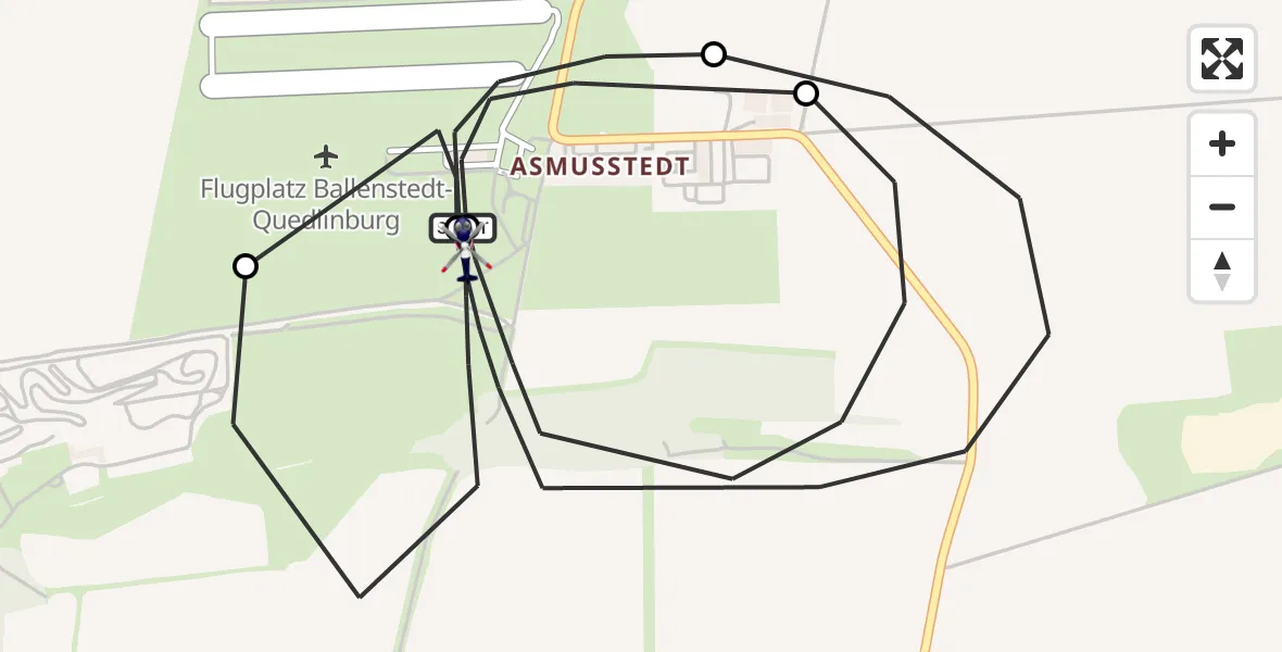 Flugroute Polizeihubschrauber Ballenstedt Flugplatz - Ballenstedt, 07 August 2026, 09:57