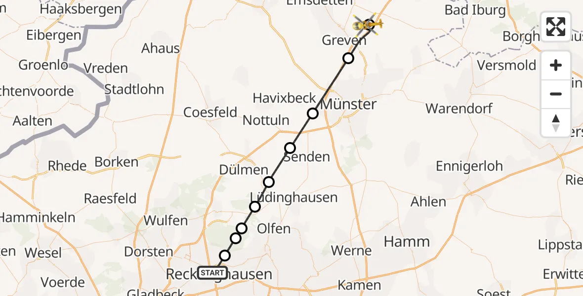 Flugroute Ambulanzhubschrauber Recklinghausen - Christoph  Westfalen-ADAC, 07 August 2026, 10:13