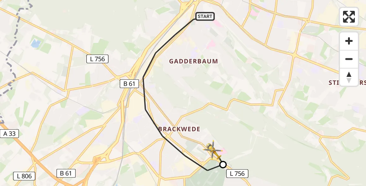 Flugroute Rettungshubschrauber Bielefeld - Luftrettungszentrum Bielefeld, 07 August 2026, 13:57