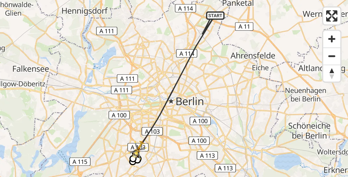 Flugroute Rettungshubschrauber Berlin - Berlin, 07 August 2026, 14:27