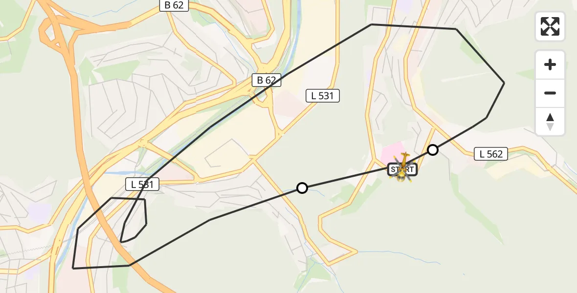 Flugroute Rettungshubschrauber Evangelisches Jung-Stilling Hospital - Evangelisches Jung-Stilling Hospital, 07 August 2026, 15:44