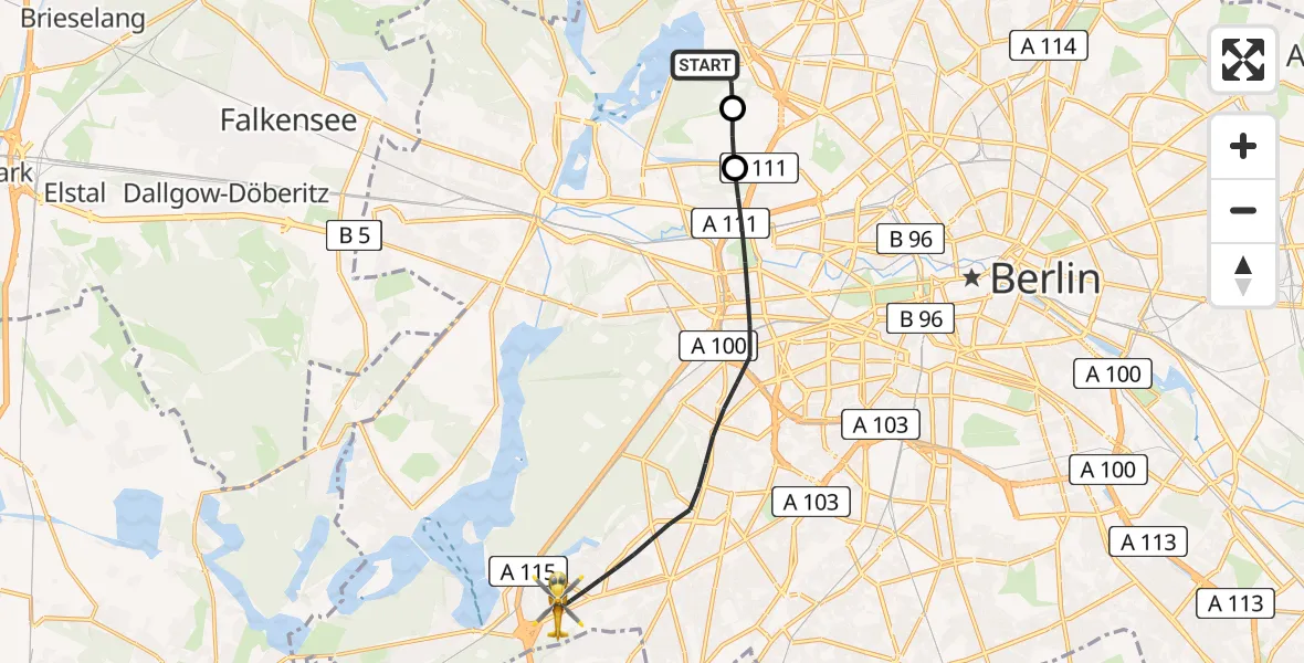 Flugroute Rettungshubschrauber Berlin - Berlin, 07 August 2026, 18:06