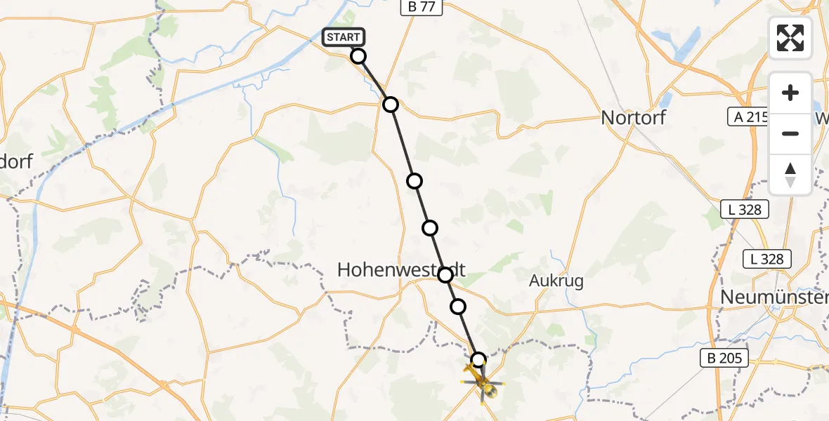 Flugroute Ambulanzhubschrauber Hörsten - Hennstedt, 07 August 2026, 19:19