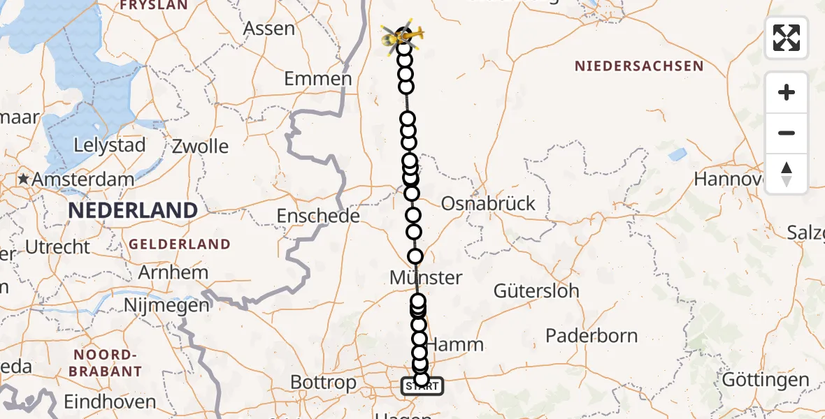 Flugroute Rettungshubschrauber Dortmund Flughafen - Börger, 07 August 2026, 19:43