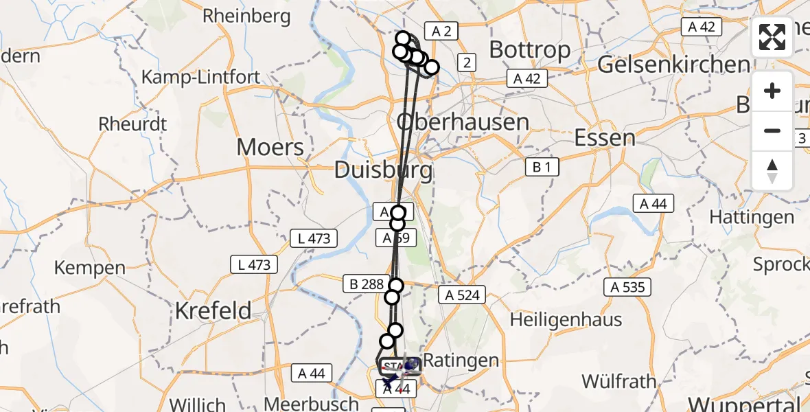 Flugroute Polizeihubschrauber Düsseldorf Flughafen - Düsseldorf Flughafen, 07 August 2026, 19:48