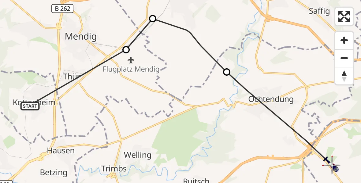 Flugroute Polizeihubschrauber Kottenheim - Kobern-Gondorf, 07 August 2026, 20:30