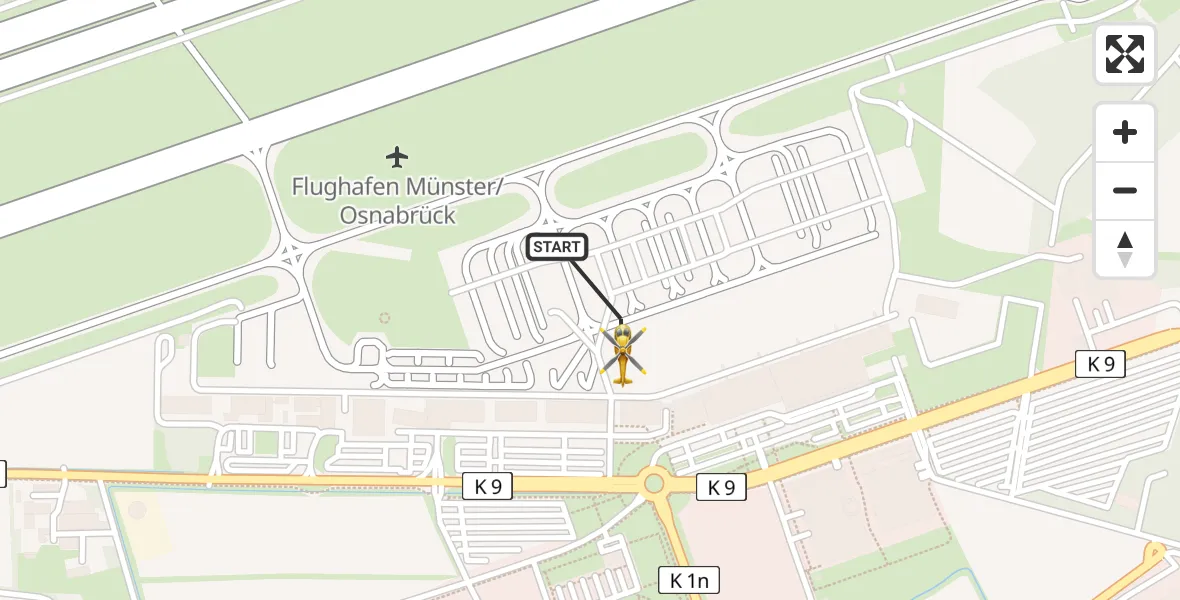 Flugroute Rettungshubschrauber Münster Osnabrück Flughafen - Münster Osnabrück Flughafen, 07 August 2026, 22:29
