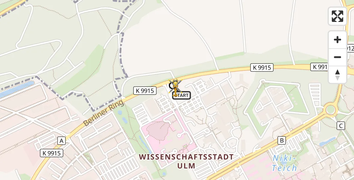 Flugroute Rettungshubschrauber Ulm Military Hospital Emergency - ADAC Air Rescue Station Ulm (Christoph 22), 08 August 2026, 04:58
